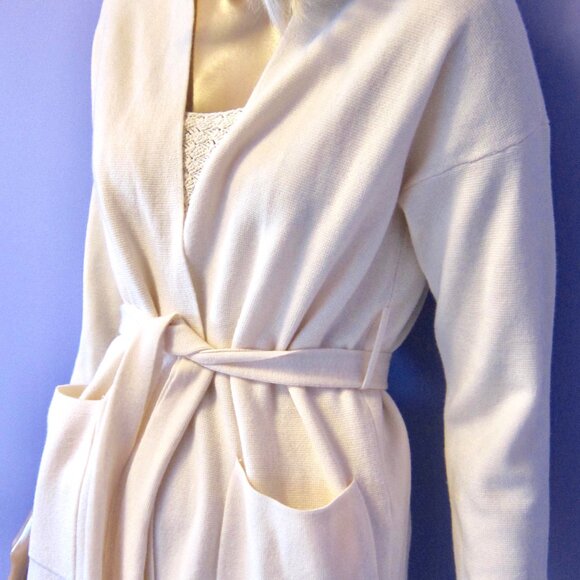 WILFRED IVORY BELIZE Long Cardigan Merino Wool Sweater XS - Picture 4 of 6